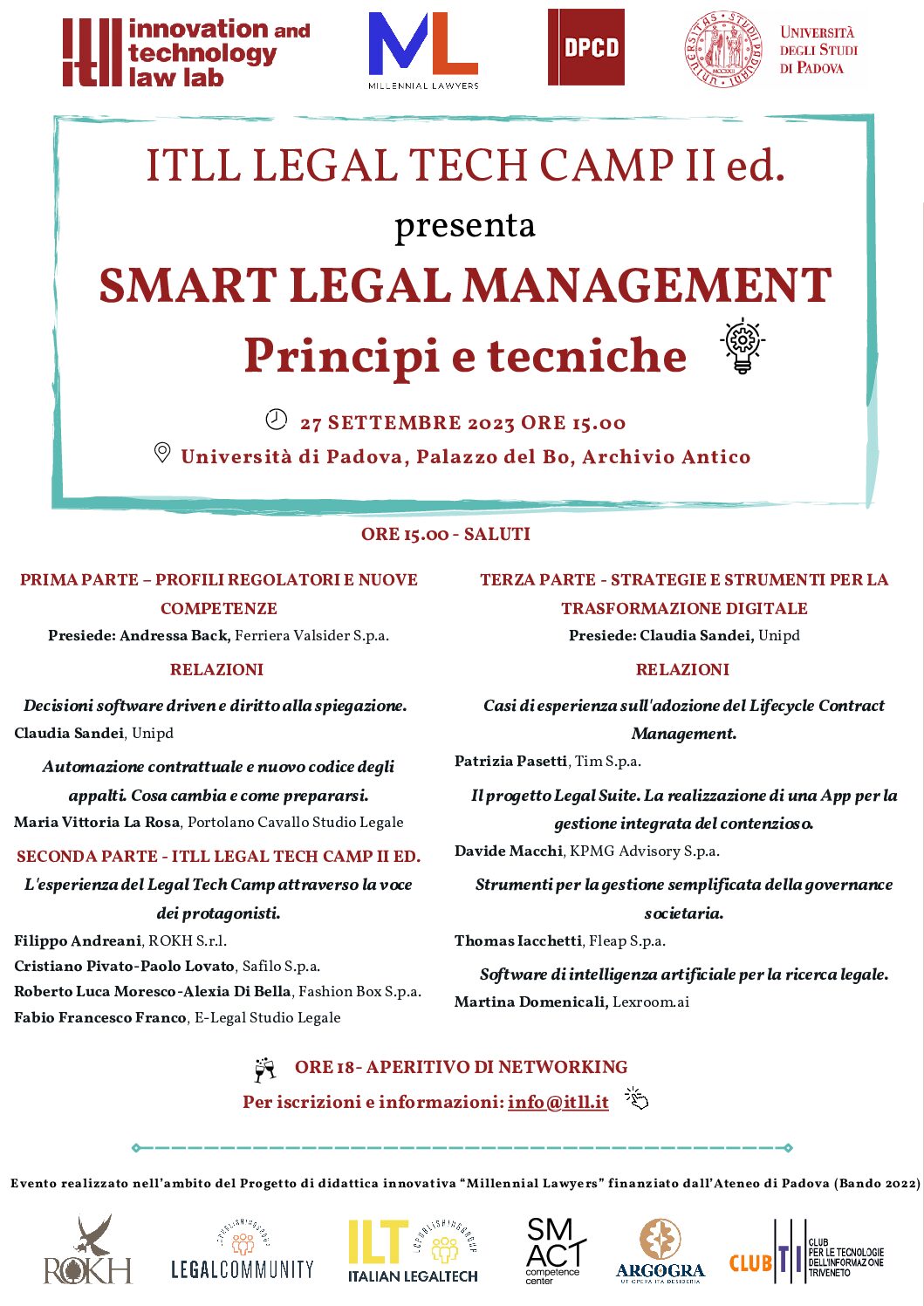 Partecipazione al Convegno “Smart Legale Management” presso l’Univ. di Padova